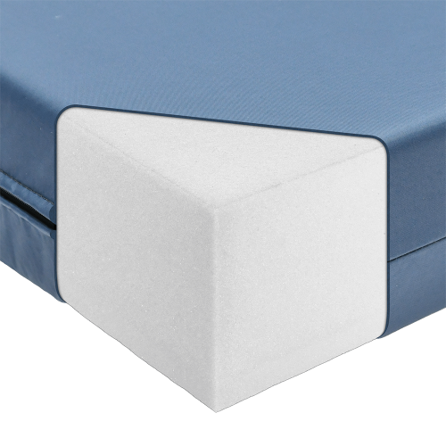Foam layer detail with blue nylon fabric