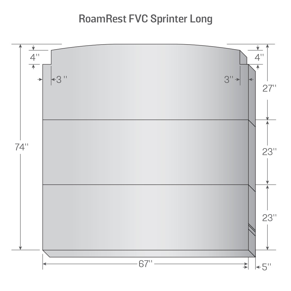 Technical drawing of Flatline Sprinter long mattress