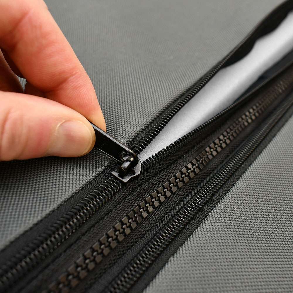Mattress sections zipped together with removable cover zipper detail