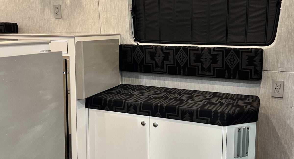 A black pattern example of detached back cushion on van