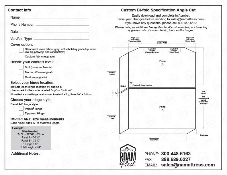 Custom template Bifold Custom Angle Cut