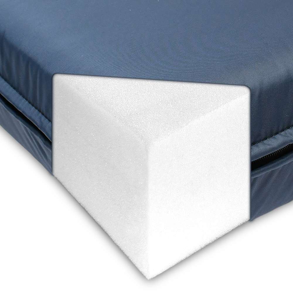 Foam layer detail with blue nylon fabric