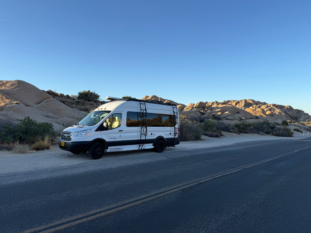 White Transit on the road