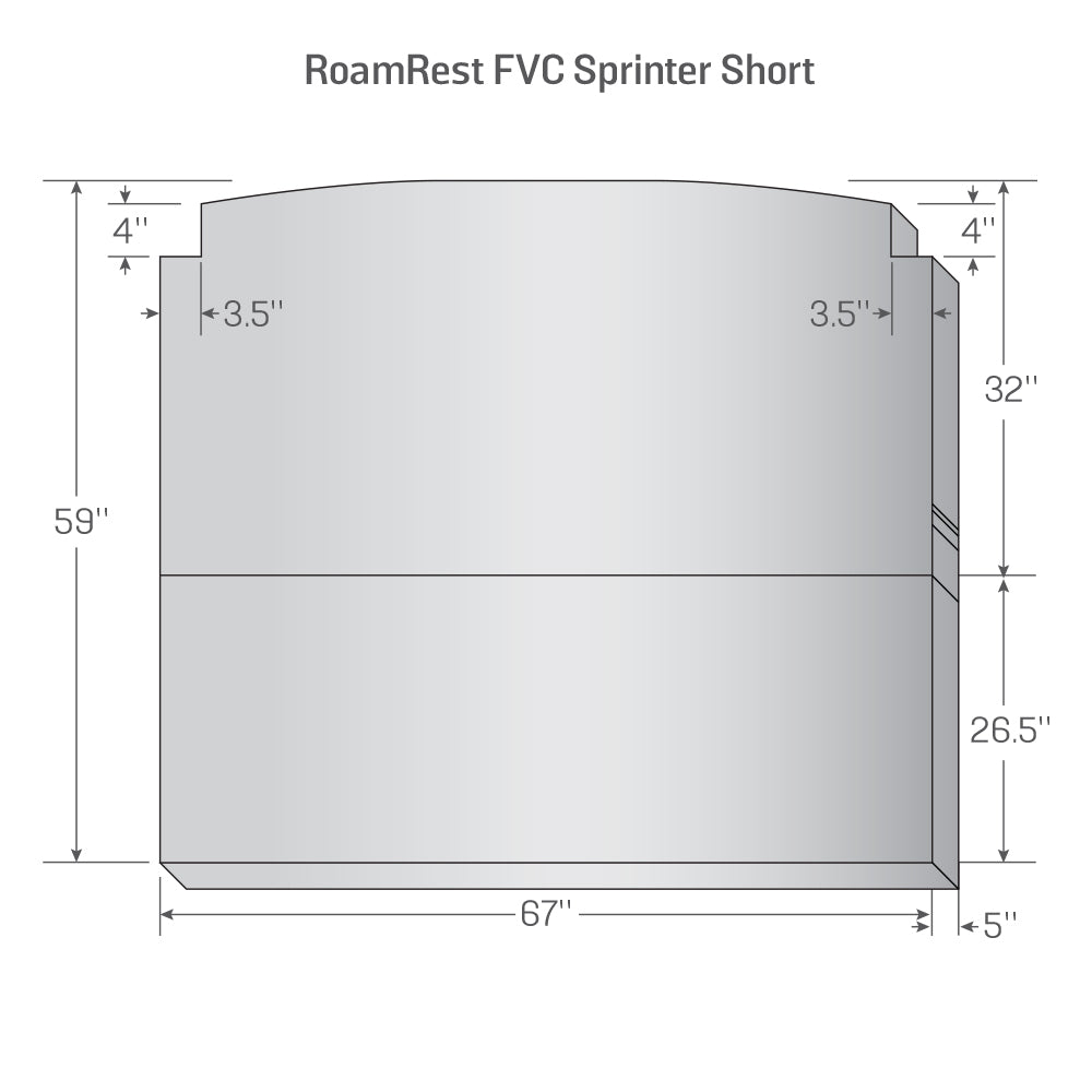 Technical drawing of Flatline Sprinter short mattress