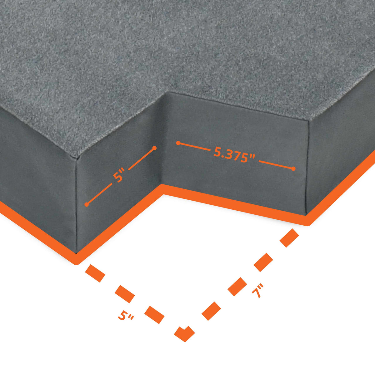 Detail of mattress corner cutouts to fit in back of van