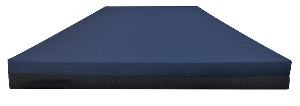 Mattress with blue nylon and black PVC fabric