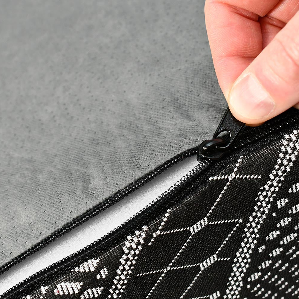 Black Galaxy pattern removable mattress cover zipper detail
