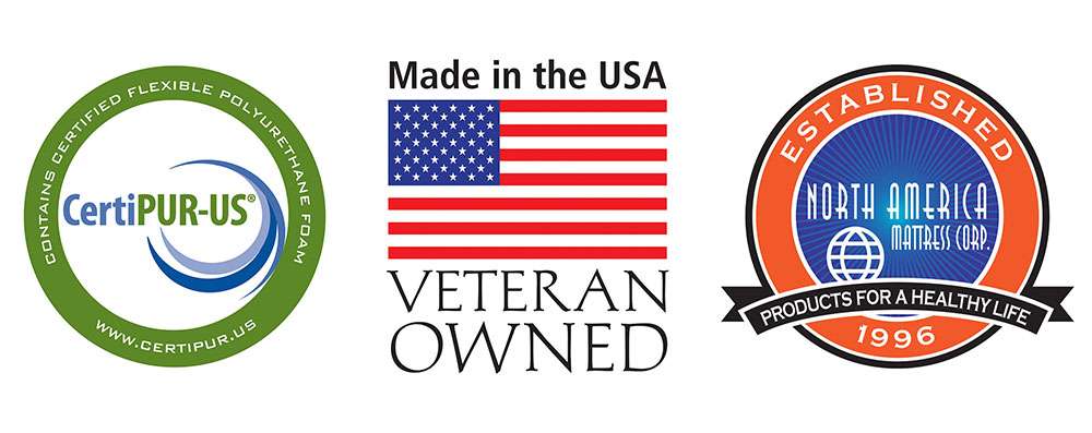 CertiPUR-US certified mattress foam, Made in the USA, and veteran-owned company