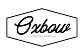 Oxbow Van Conversions logo featuring the brand name 'Oxbow' in black cursive script inside a black outlined hexagonal badge on a white background.