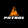 An orange and white Patrol logo on a solid black background, featuring a bear silhouette inside a triangle above the word 'PATROL'.