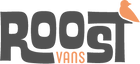 The logo for Roost Vans, featuring the brand name in bold gray letters with an orange bird silhouette on the letter 't' and orange 'VANS' text below, set against a solid white background.