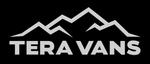 White TERA VANS logo with stylized mountain peaks above bold text on a black background.