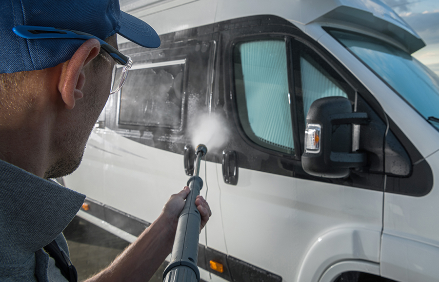 Wash your camper van for winter storage
