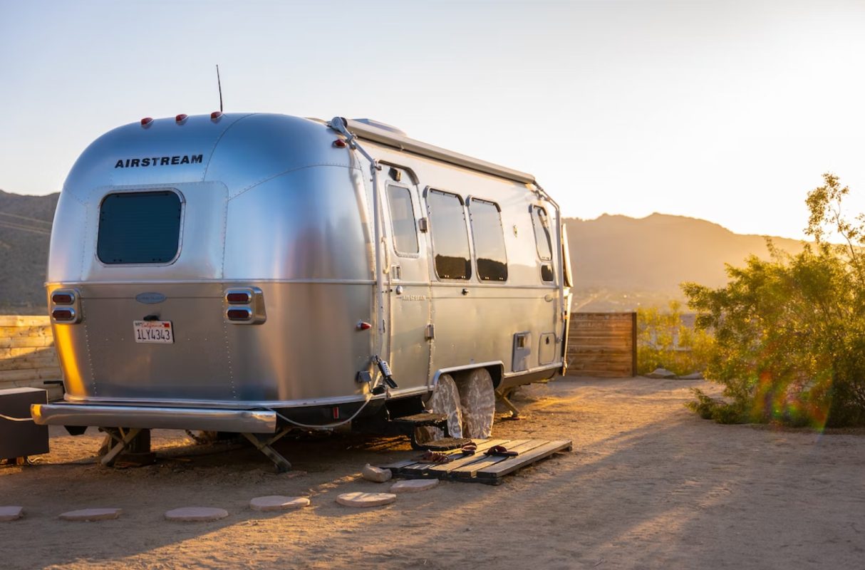 Camper parked in warm weather for winter