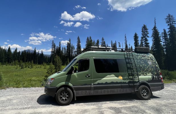 RoamRest Camo Van on the road