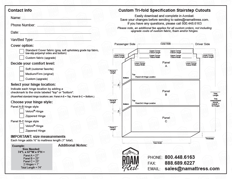 Trifold stair step custom template